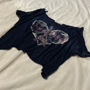 “Paris Love” Navy Blue Crop Transparent Top